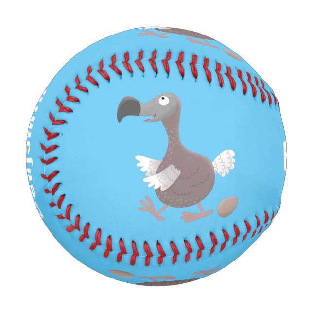 Funny dodo bird cartoon illustration baseball (Front Left)