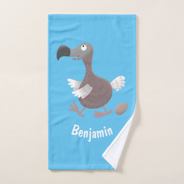 Funny dodo bird cartoon illustration bath towel set (Hand Towel)
