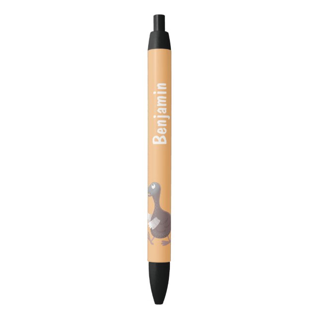 Funny dodo bird cartoon illustration black ink pen (Front Vertical)