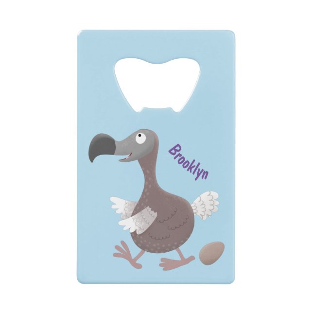 Funny dodo bird cartoon illustration credit card bottle opener (Front)