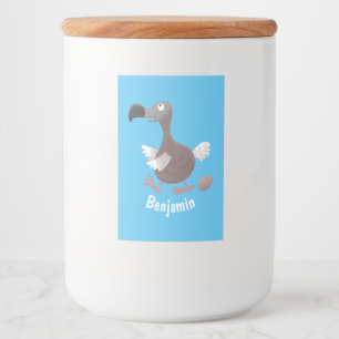 Funny dodo bird cartoon illustration food label