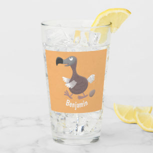 Funny dodo bird cartoon illustration glass