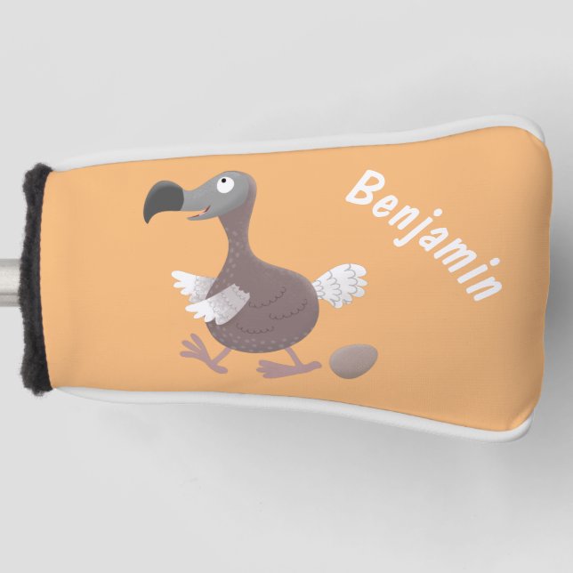 Funny dodo bird cartoon illustration golf head cover (Front)