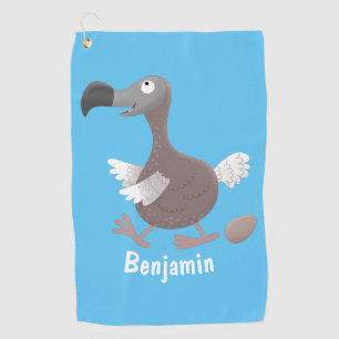 Funny dodo bird cartoon illustration golf towel