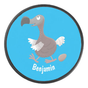 Funny dodo bird cartoon illustration hockey puck