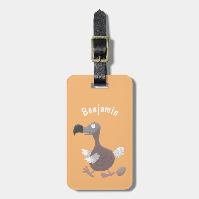 Funny dodo bird cartoon illustration luggage tag (Front Vertical)