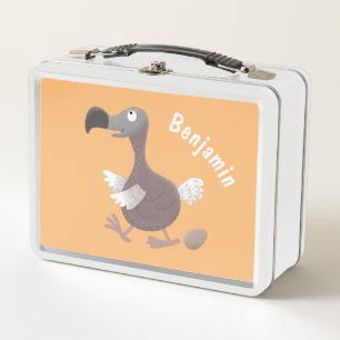 Funny dodo bird cartoon illustration metal lunch box