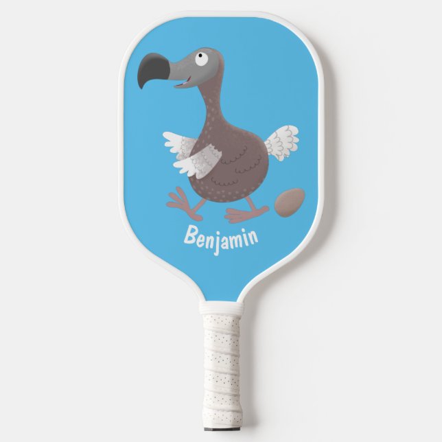Funny dodo bird cartoon illustration pickleball paddle (Front)