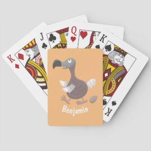 Funny dodo bird cartoon illustration playing cards