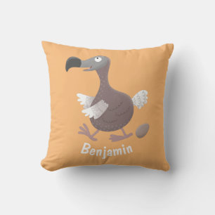Funny dodo bird cartoon illustration throw pillow