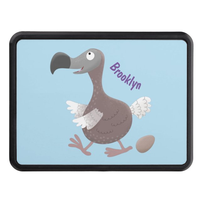 Funny dodo bird cartoon illustration trailer hitch cover (Front)
