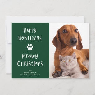 Funny Dog and Cat Christmas with Photo Holiday Card