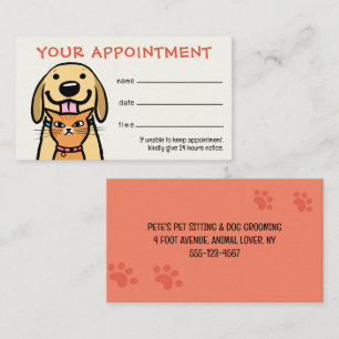 Funny Dog and Cat Pet Care Appointment Reminder  Business Card