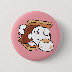 Funny Dog and S’more Design – Kawaii Pet Lover Pun 2 Inch Round Button