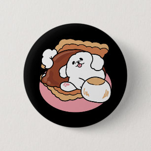 Funny Dog and S’more Design – Kawaii Pet Lover Pun 2 Inch Round Button