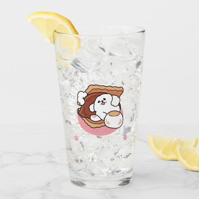Funny Dog and S’more Design – Kawaii Pet Lover Pun Glass (Front Ice)