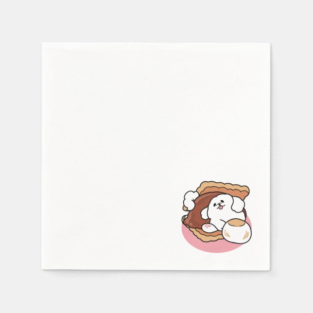 Funny Dog and S’more Design – Kawaii Pet Lover Pun Napkin (Front)