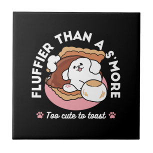 Funny Dog and S’more Design – Kawaii Pet Lover Pun Tile