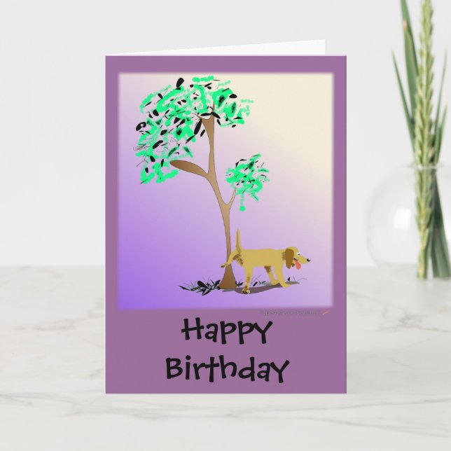 Funny Dog and Tree Edgy Birthday Card (Front)
