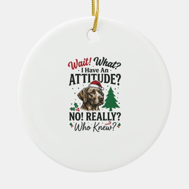Funny Dog Attitude Christmas Vector Design_1 Ceramic Ornament (Front)