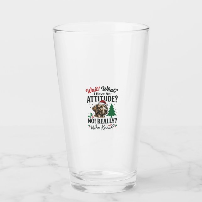 Funny Dog Attitude Christmas Vector Design_1 Glass (Front)