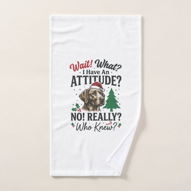Funny Dog Attitude Christmas Vector Design_1 Hand Towel (Hand Towel)