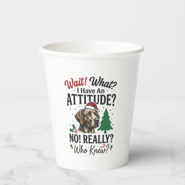 Funny Dog Attitude Christmas Vector Design_1 Paper Cups (Front)