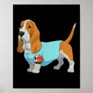 Funny Dog Beagle I Love Mom Tattoo Gift Tee  Poster