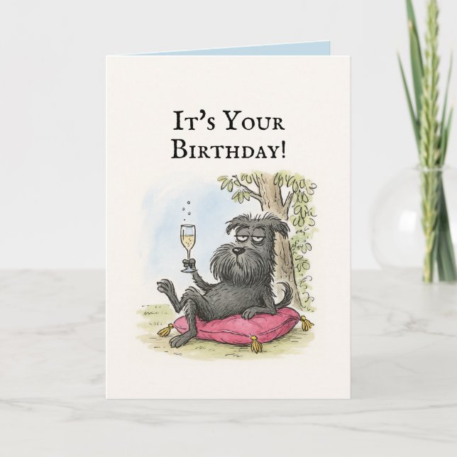 Funny Dog Black Schnauzer Birthday Card (Front)
