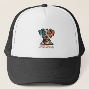 Funny Dog Butler Quote Illustration Trucker Hat
