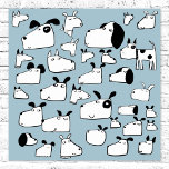 Funny Dog Cartoon Poster<br><div class="desc">Lots of cute and funny dogs in black and white on a teal background. Original art by Nic Squirrell.</div>