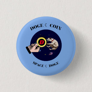 Funny Dog catches dogecoin in space 1 Inch Round Button