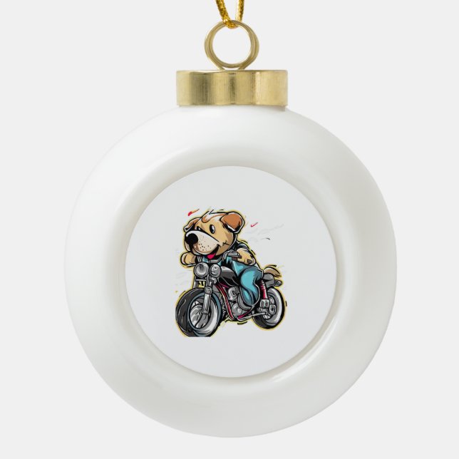funny dog ceramic ball christmas ornament (Front)