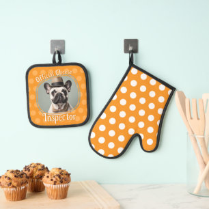 Funny Dog Cheese Inspector Oven Mitt & Pot Holder Set