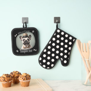 Funny Dog Cheese Inspector Oven Mitt & Pot Holder Set