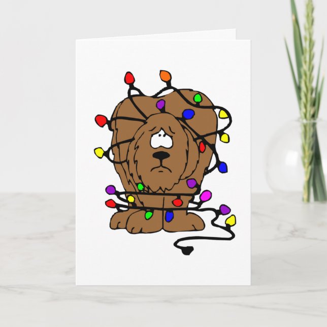 Funny Dog Christmas Lights Disaster Holidays Xmas Holiday Card (Front)