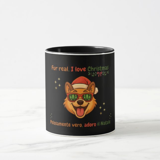 Funny Dog Christmas Mug – Bilingual Gift (Center)