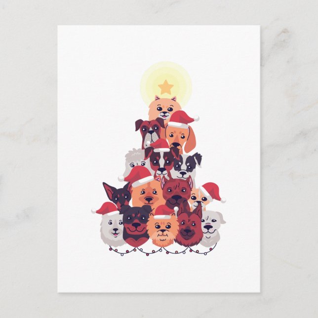 Funny DOG Christmas Tree - Adoption Rescue Foster Postcard (Front)