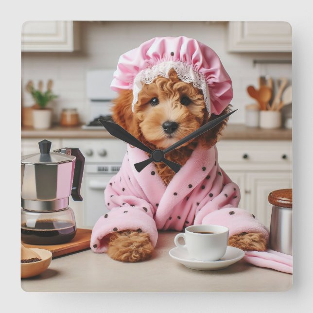 Funny Dog Clock Coffee Wall Clock (Front)