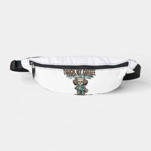 Funny Dog Coffee Warning Vintage Engraving Design_ Fanny Pack