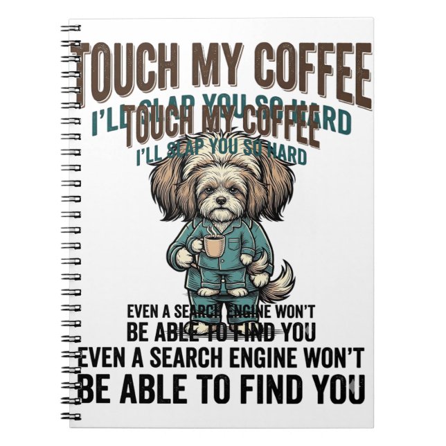Funny Dog Coffee Warning Vintage Engraving Design_ Notebook (Front)