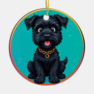 Funny Dog Colourful Digital Illustration Ceramic Ornament