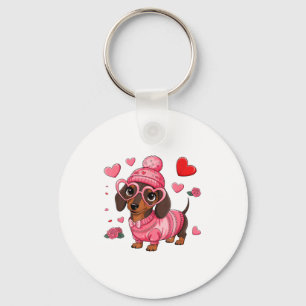 Funny Dog Dachshund Valentines Heart Dog Lover Men Keychain