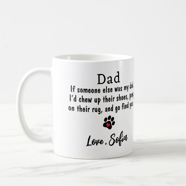Funny Dog Dad -Father's Day Pet Photo Coffee  Mug (Left)