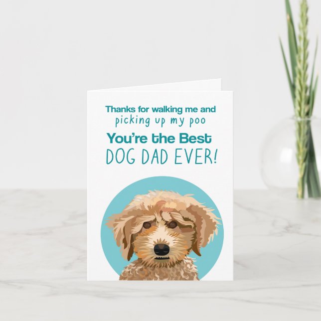 Funny Dog Dad Poodle Father's Day Card (Front)