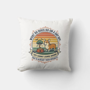 Funny Dog Day Off Vintage Engraving Quote Shirt_1 Throw Pillow