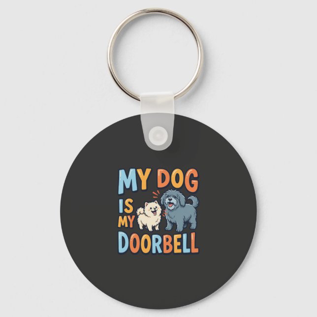 Funny Dog Doorbell Pet Lover Keychain (Front)