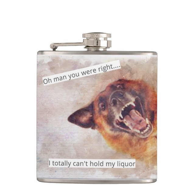 Funny dog drinks flask (Front)