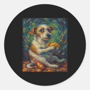 Funny Dog Eating Taco Graphic Art Design  Classic Round Sticker