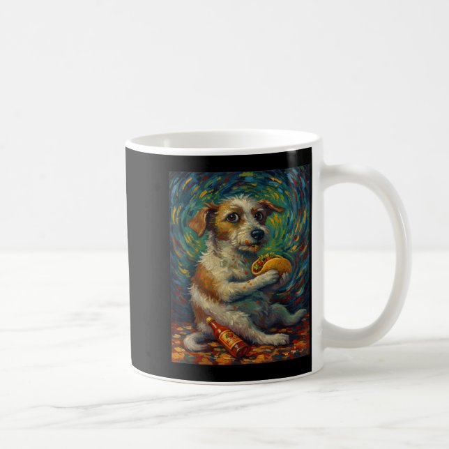 Funny Dog Eating Taco Graphic Art Design  Coffee Mug (Right)
